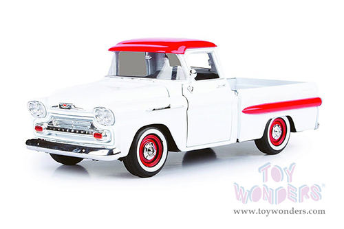 Showcasts® Collectibles - Chevrolet® Apache Fleetside Pickup Truck (1958, 1/24 scale diecast model car, White/Red) 77311W MAP: $22.99