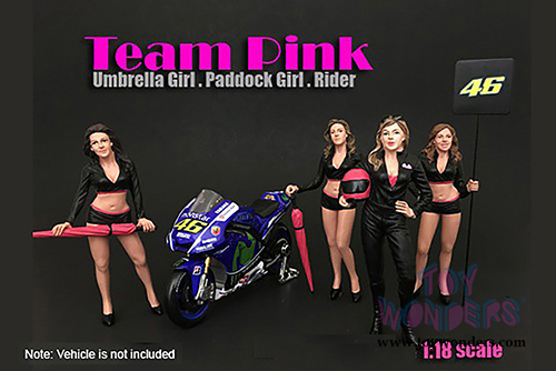 American Diorama Figurine - Team Pink Umbrella Girl I (1/18 scale, Black w/Pink) 77435