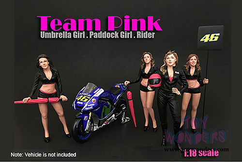 American Diorama Figurine - Team Pink Umbrella Girl II (1/18 scale, Black w/Pink) 77436