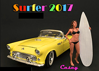 American Diorama Figurine - Surfer 2017 Casey Figure w/ Surfboard (1/18 scale, Black) 77439