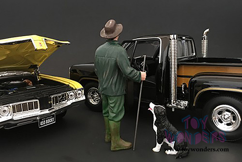 American Diorama Figurine - Mechanic | Customer Patrick and Dog (1/18 scale, Green) 77448
