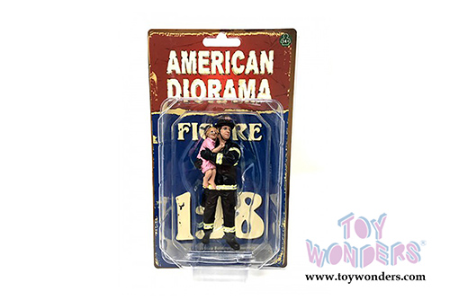 American Diorama Figurine - Firefighter | Saving Life (1/18 scale, Black/Yellow) 77460