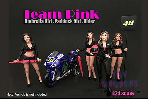 American Diorama Figurine - Team Pink Paddock Girl (1/24 scale, Black w/Pink) AD-77487