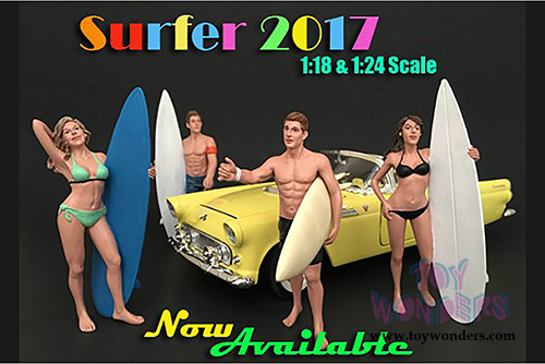 American Diorama Figurine - Surfer 2017 Casey Figure w/ Surfboard (1/24 scale, Black) 77489