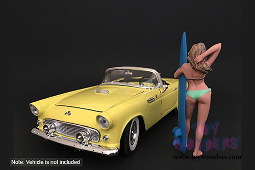 American Diorama Figurine - Surfer 2017 Paris Figure w/ Surfboard (1/24 scale, Green) 77490