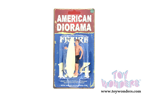 American Diorama Figurine - Surfer 2017 Jay Figure w/ Surfboard (1/24 scale, Black) 77492