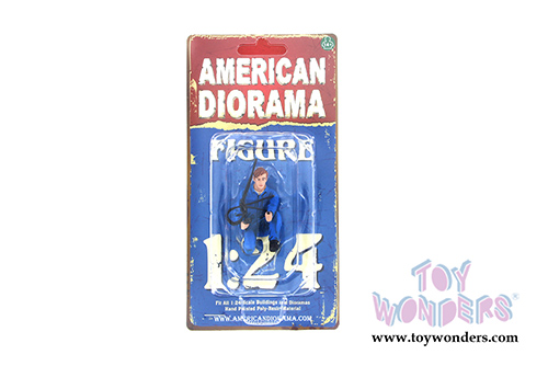 American Diorama Figurine -  Mechanic Tony Inflating Tire (1/24 scale, Blue) 77496