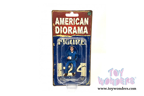 American Diorama Figurine - Mechanic | Johnny Drinking Coffee (1/24 scale, Blue) 77500