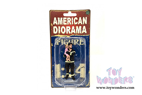American Diorama Figurine - Firefighter | Saving Life (1/24 scale, Black/Yellow) 77510