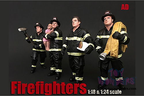 American Diorama Figurine - Firefighter | Job Done (1/24 scale, Black/Yellow) 77512