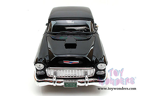 Motormax Timeless Classics - Chevy Bel with Hood Scoop Hard Top (1955, 1/18 scale diecast model car, Black) 79001TC/BK