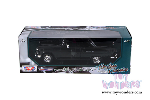 Motormax Timeless Classics - Chevy Bel with Hood Scoop Hard Top (1955, 1/18 scale diecast model car, Black) 79001TC/BK
