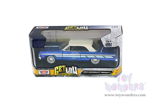 Motormax Get Low - Chevrolet® Impala (1964, 1/24 scale diecast model car, Blue/White) 79021WLBU