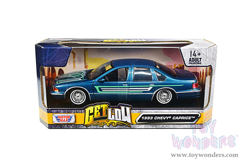 Motormax Get Low - Chevrolet® Caprice™ Lowrider (1993, 1/24 scale diecast model car, Blue) 79022WLBU
