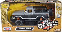 Show product details for Motormax Off Road - Ford Bronco (1978, 1/24 scale diecast model car, Gray/Black) 79148