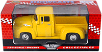 Show product details for Showcasts Collectibles - Ford F-100 Pick Up Truck (1955, 1/24 scale diecast model car, Yellow) 71341YL MAP: $19.99