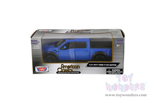 Motormax Premium American - Ford F-150 Raptor Pickup (2017, 1/27 scale die cast model car, Light Blue) 79344AC/LBU