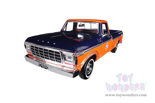 Showcasts Collectibles - Ford F-150 Custom Pickup (1979, 1/24 scale diecast model car, Dark Blue/Orange) 79346AC/OR
