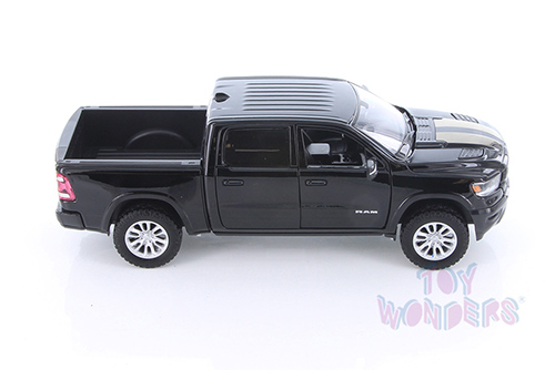 Showcasts Collectibles - Dodge Ram 1500 Crew Cab Laramie Pickup Truck (2019, 1/27 scale diecast model car, Metallic Black w/Silver Stripes) 79357M/16D