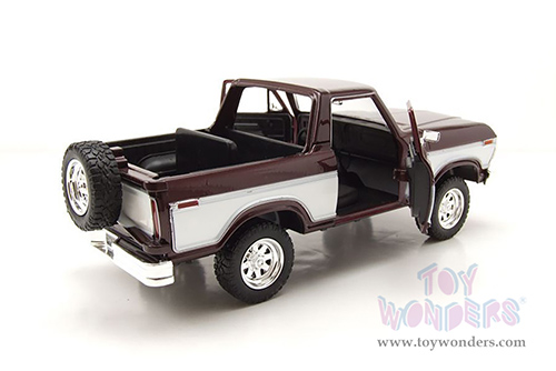 Showcasts Collectibles - Ford Bronco Ranger XLT (Open Top) with Spare Tire (1978, 1/24 scale diecast model car, Burgundy/White) 79372WBN
