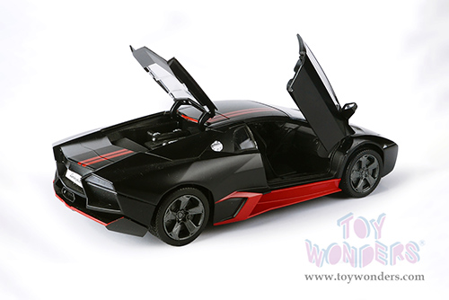Motormax GT Racing - Lamborghini Reventón Hardtop (1/24 scale diecast model car, Matte Black w/Red stripes) 79509BKR