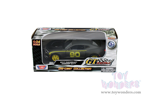 Motormax GT Racing - Chevrolet&reg; Camaro&reg; ZL1 #90 (2017, 1/24 scale diecast model car, Matte Black  w/Yellow Stripes) 73785SV