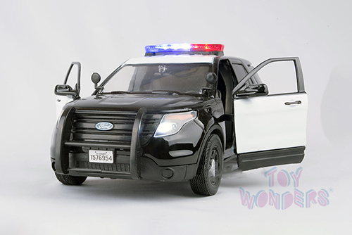 Motormax - Ford Unmarked Police Interceptor Utility w/ Lights & Sounds (2015, 1/24 scale diecast model car, Black/White) 79536