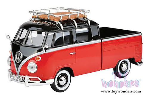 Motormax - Volkswagen Type 2 (T1) Delivery Van with Roof Rack (1/24 scale diecast model car, Red/Black) 79552RDBK