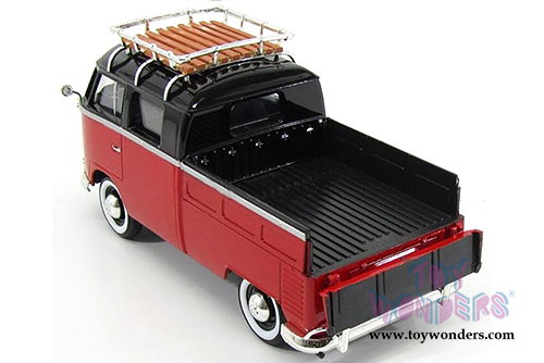 Motormax - Volkswagen Type 2 (T1) Delivery Van with Roof Rack (1/24 scale diecast model car, Red/Black) 79552RDBK