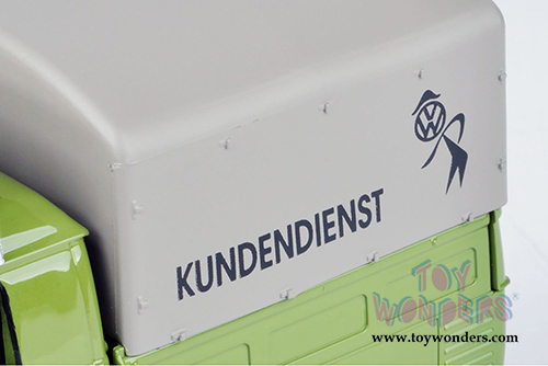 Motormax - Volkswagen Type 2 (T1) Delivery Van with Roof Rack and Tarpaulin Cover (1/24 scale diecast model car, Green) 79554GRN
