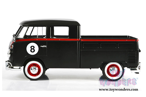 Motormax - Volkswagen Type 2 (T1) Double Cab Pickup #8 (1/24 scale diecast model car, Matte Black) 79562