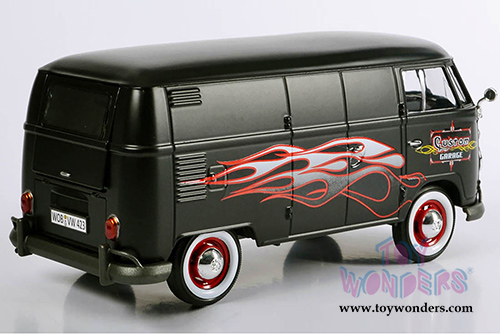 Motormax - Volkswagen Type 2 (T1) Delivery Van Custom Garage (1/24 scale diecast model car, Matte Black) 79567