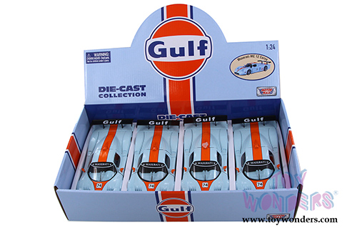 Motormax - Maserati MC 12 Corsa Gulf Oil (1/24 scale die cast model car, Light Blue/Orange) 79643/16D