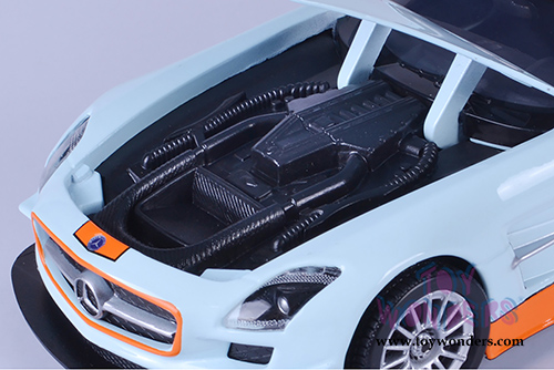 Motormax - Mercedes-Benz SLS AMG GT3 Gulf Oil (1/24 scale die cast model car, Light Blue/Orange) 79646