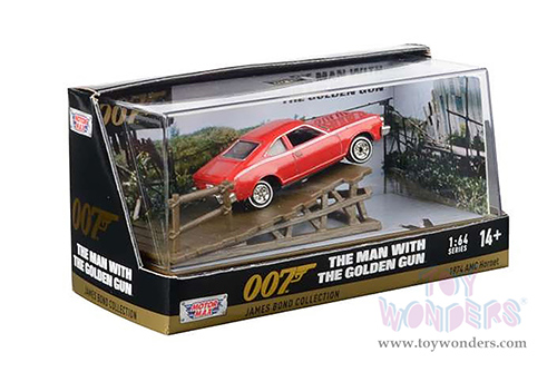 Motormax Dioramas - AMC Hornet James Bond 007 "The Man with the Golden Gun" (1974, 1/64 scale diecast model car, Red with White Stripes) 79822