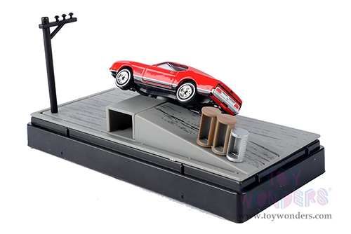 Motormax Dioramas - Ford Mustang Mach 1 James Bond 007 "Diamonds are Forever" (1971, 1/64 scale diecast model car, Red) 79824