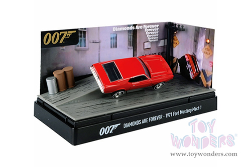 Motormax Dioramas - Ford Mustang Mach 1 James Bond 007 "Diamonds are Forever" (1971, 1/64 scale diecast model car, Red) 79824