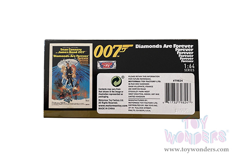 Motormax Dioramas - Ford Mustang Mach 1 James Bond 007 "Diamonds are Forever" (1971, 1/64 scale diecast model car, Red) 79824