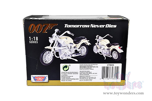 Motormax 007 James Bond Collection - BMW R 1200 C Motorcycle James Bond 007 "Tomorrow Never Dies" (60 years of Bond) (1/18 scale diecast model car, Cream) 79845