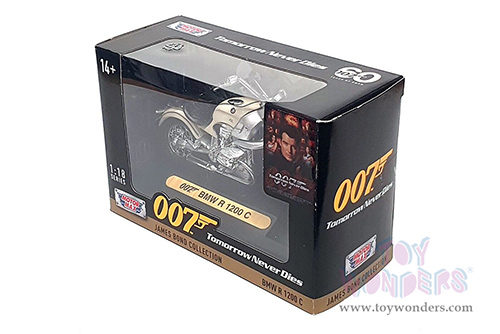Motormax 007 James Bond Collection - BMW R 1200 C Motorcycle James Bond 007 "Tomorrow Never Dies" (60 years of Bond) (1/18 scale diecast model car, Cream) 79845