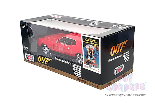Motormax 007 James Bond Collection - Ford Mustang Mach I - Diamonds Are Forever (60 years of Bond) (1971, 1/24 scale diecast model car, Red) 79851WR