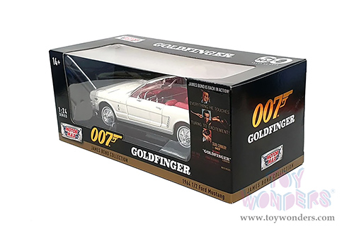 Motormax 007 James Bond Collection - Ford Mustang Convertible - Goldfinger (60 years of Bond) (1964½, 1/24 scale diecast model car, White) 79852WWT