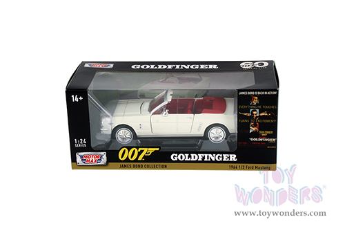 Motormax 007 James Bond Collection - Ford Mustang Convertible - Goldfinger (60 years of Bond) (1964½, 1/24 scale diecast model car, White) 79852WWT