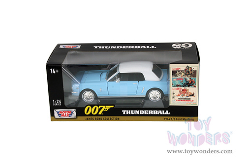 Motormax 007 James Bond Collection - Ford Mustang Hardtop - Thunderball (60 years of Bond) (1964½, 1/24 scale diecast model car, Turquoise) 79855WTQ