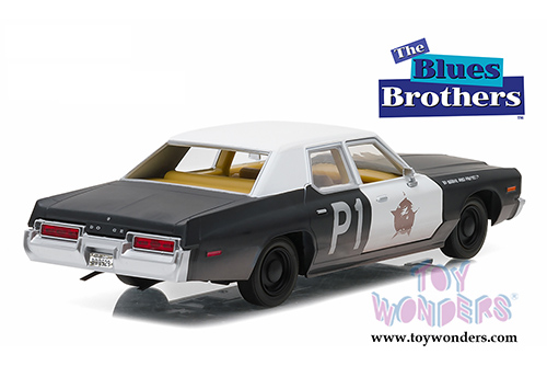 Greenlight Hollywood - Dodge Monaco Bluesmobile "The Blues Brothers" Movie (1974, 1/24 scale diecast model car, Black/White) 84011
