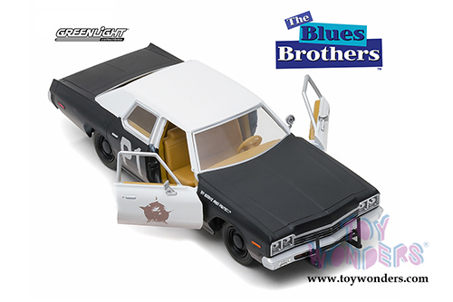 Greenlight Hollywood - Dodge Monaco Bluesmobile "The Blues Brothers" Movie (1974, 1/24 scale diecast model car, Black/White) 84011