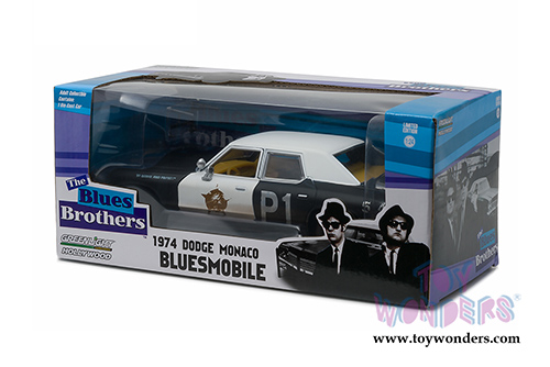 Greenlight Hollywood - Dodge Monaco Bluesmobile "The Blues Brothers" Movie (1974, 1/24 scale diecast model car, Black/White) 84011