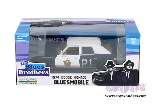 Greenlight Hollywood - Dodge Monaco Bluesmobile "The Blues Brothers" Movie (1974, 1/24 scale diecast model car, Black/White) 84011