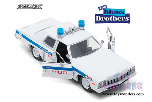 Greenlight Hollywood - Dodge Monaco Chicago Police Department The Blues Brothers" Movie (1975, 1/24 scale diecast model car, White/Blue) 84012