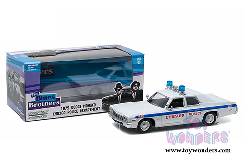 Greenlight Hollywood - Dodge Monaco Chicago Police Department The Blues Brothers" Movie (1975, 1/24 scale diecast model car, White/Blue) 84012